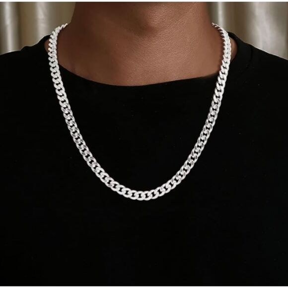 925 Sterling Silver Plated Stainless Steel 9mm Cuban Link Unique Closure - Picture 2 of 10